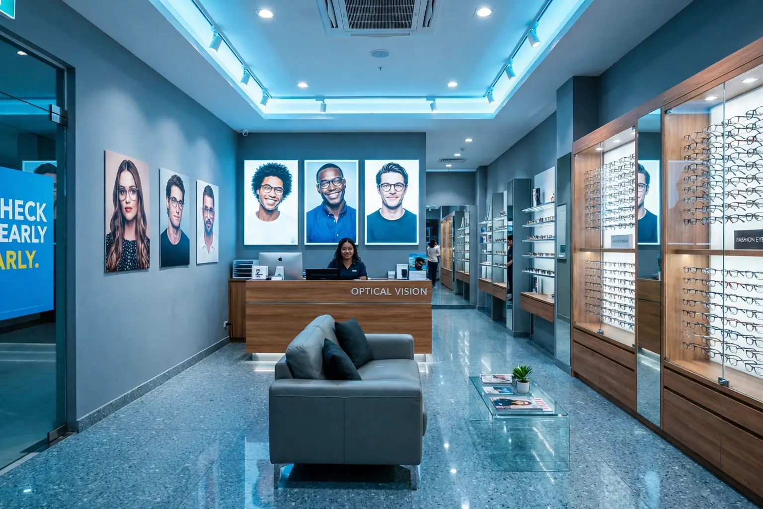 Modern reception and diagnostic wing at Dominion Optometry Clinic